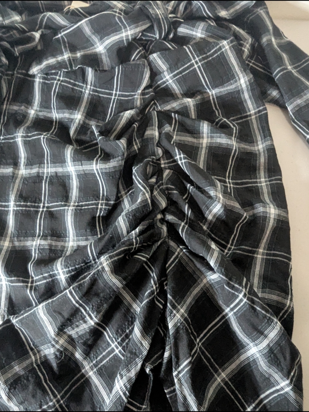 VICI Archie Cotton Plaid Shirt Dress Black Gray Long Sleeve Tie Waist Large NWT - Picture 6 of 8